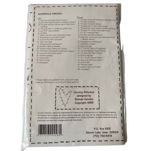 I Pledge Allegiance pattern doll+ embroidered picture 1999 Americana - Picture 3 of 3